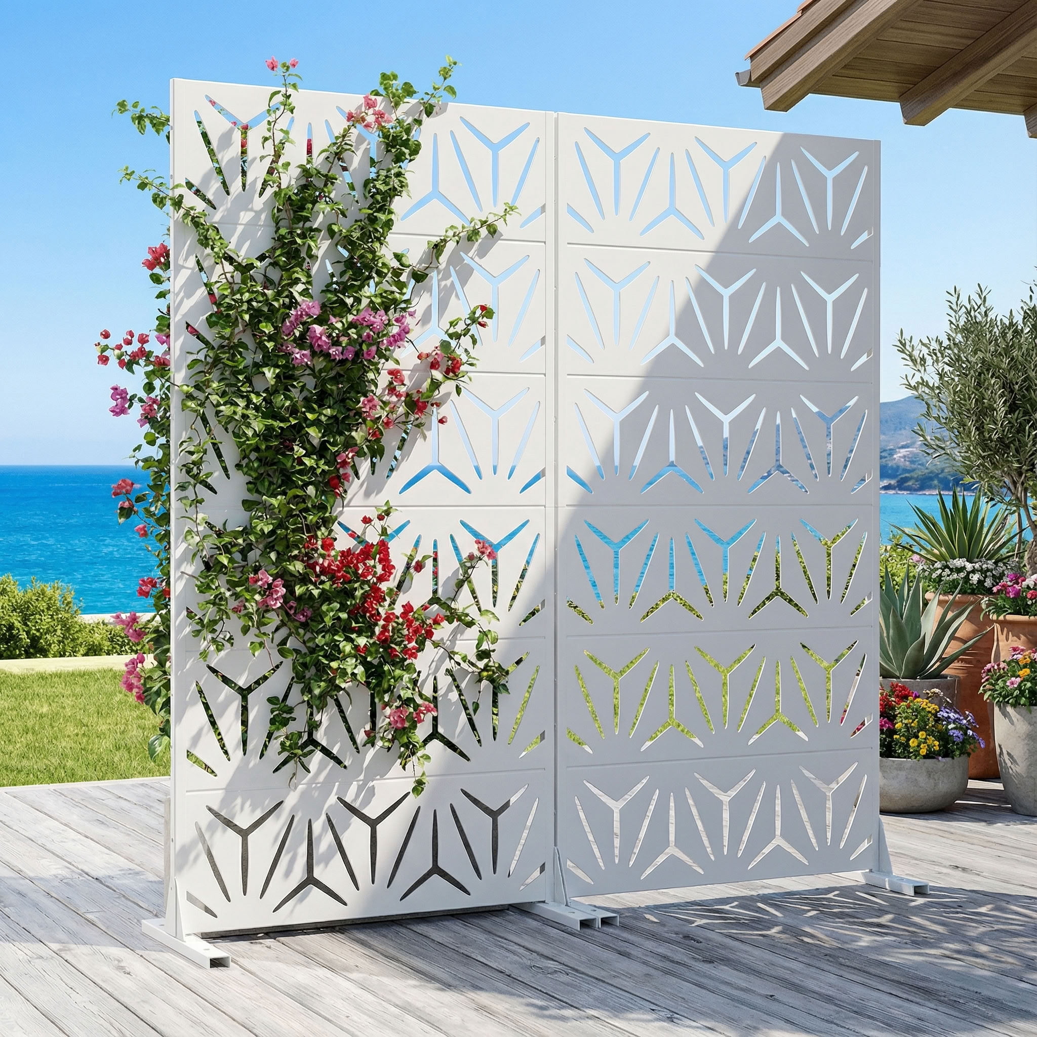 MAYEERTY 6 Panels Metal Outdoor Privacy Screen Panel Garden Divider Patio Backyard Decorative Privacy Fence 2Pcs, 72×35.4×15.7in