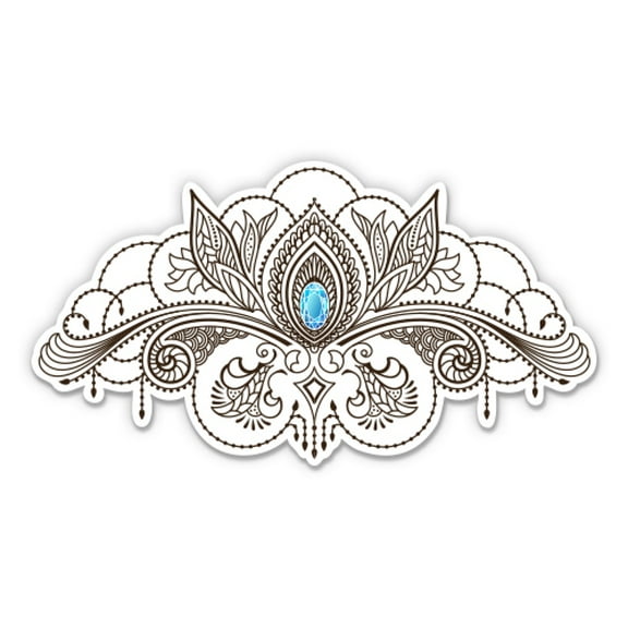 Henna Tattoo Pretty Design - 3" Vinyl Sticker - For Car Laptop Water Bottle Phone - Waterproof Decal