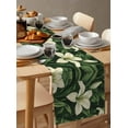 thumbnail image 6 of Lily Flower Table Runner 48 Inches, Vintage Summer Nature Blossom Florals Green Bed Runner Dresser Scarves Tabletop for Indoor Outdoor Parties/Ceremony/Banquet, 13" x 48", 6 of 8