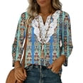 thumbnail image 4 of Cilsoka Fashion Clothing for Women, Womens 3/4 Length Sleeve Tunic Tops Casual V Neck Shirts Business Work Blouses Trendy Flowy Tees, Graphic Trendy Tees, 4 of 5