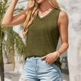thumbnail image 5 of GERsome Women's Tank Tops Sleeveless V Neck Loose Fit Basic Tee Casual Solid Color Summer T-Shirt Curved Hem S-3XL, 5 of 8