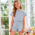 thumbnail image 2 of UAYOTSE Girls Summer Outfits 2 Piece Sets Short Sleeve Shirts and Shorts Set Kids Clothes,Sizes 3-4 Years, 2 of 9