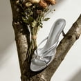 thumbnail image 5 of LuckLilac Women's 2 inch Sandals Slip-On Slide, Open Toe, Thin Low Heel Casual Party Wedding Holiday Wear，Silver, 9.5M, 5 of 8