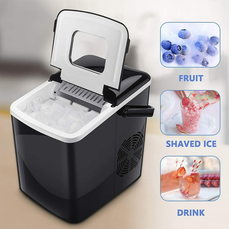 PanHuiWen Small Countertop Ice Maker 9 Cubes Ready in 8 Mins 26lbs in 24H  Mini Ice Maker Machine 2 Sizes of Bullet Ice for Home  Kitchen,Office,Bar,Red : : Hogar y Cocina