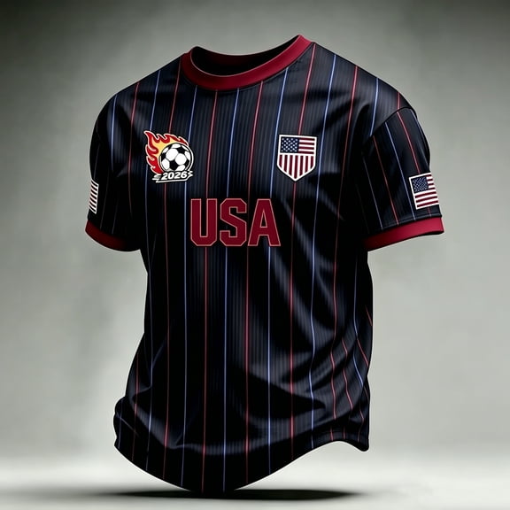 Us Mens Soccer Jersey Shirts 2026 Country Team Short Sleeve Crew Neck Fan International Football Shirt Retro Streetwear 4th of July Tops, Black L