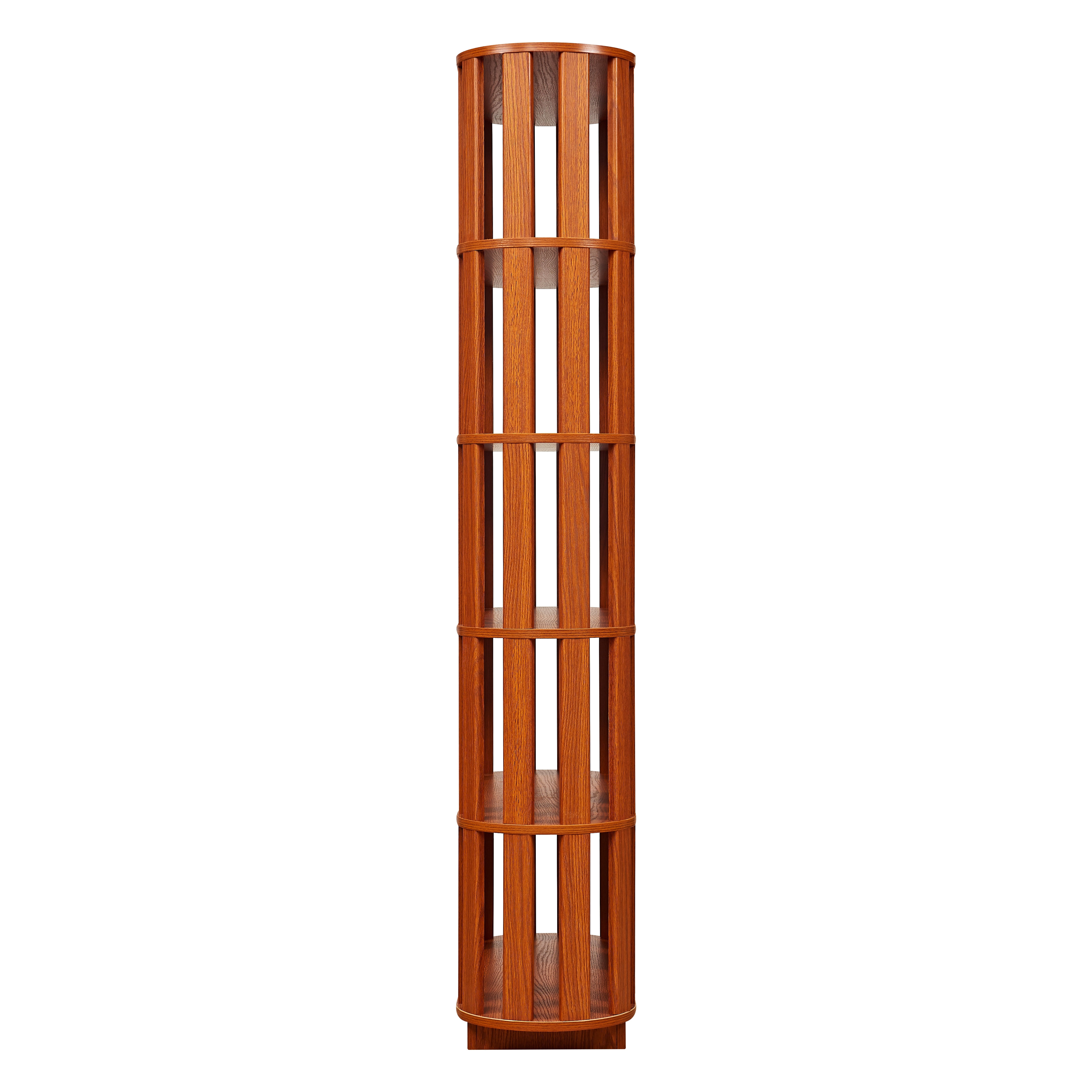 Wooden Oval Open Bookshelf, MDF Grid Frame Freestanding Bookcase, 5-Tier Easy Assembly Storage Display Rack for Living Room Home Office Decor, DIY Free Combination Storage Cabinet Study Room