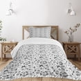 thumbnail image 2 of Ambesonne Black and White Quilted Bedspread Set 2 Pcs, Petal Spring Dots, Twin Size, Black White, 2 of 5