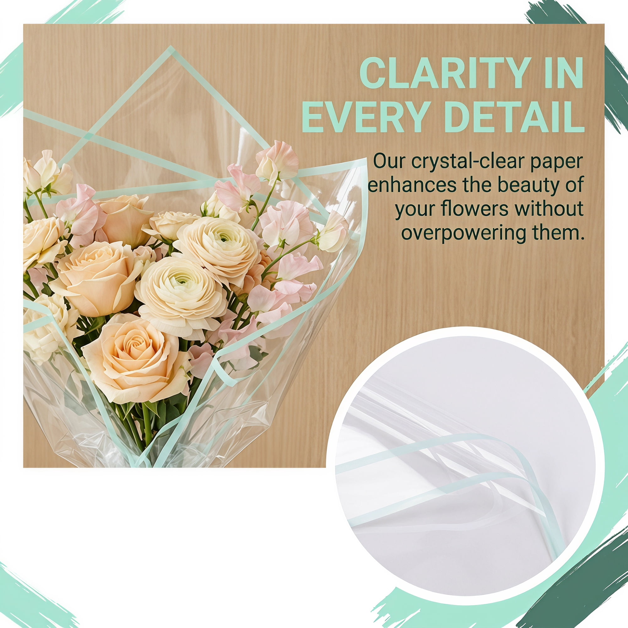 Unique Bargains Premium Waterproof Clear Gift Wrapping Paper for Gifts Light Blue 22"x 22"