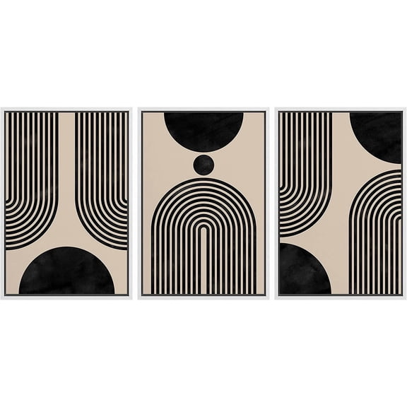 FCCUYE Framed Canvas Print Wall Art Set Vintage Floral Rustic Botanical Illustrations Modern Art Bohemian Nordic Relax/Calm for Living Room, Bedroom, Office - 16"x24"x3 Black