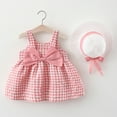 thumbnail image 2 of KDFJPTH Big Bowknot Plaid Print A-Line Casual Dress Summer Sleeveless Vacation Beach Party Princess Dresses With Hat, 2 of 4