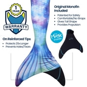 Fin Fun Limited Edition Mermaid Tail for Women, Teen and Adults with Monofin, Adult Small, Watercolor Waves
