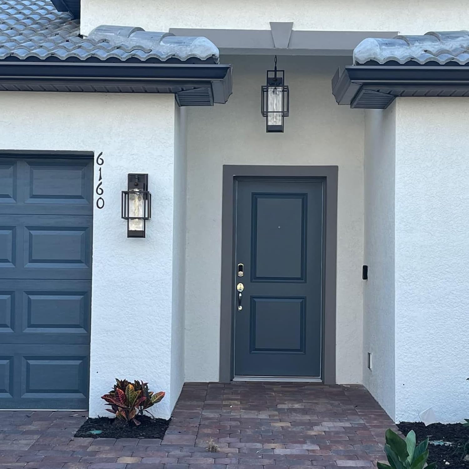 Modern Motion Sensor Outdoor Wall Lights 2 Pack 15" Exterior Wall Sconce Waterproof Porch Light