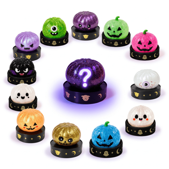 Halloween Glitter Dumpling Squishy, Random Squeeze Dumpling Toy with Mystery Surprise, Cute Squishy Dumpling Toys for Halloween Kids Party Favors