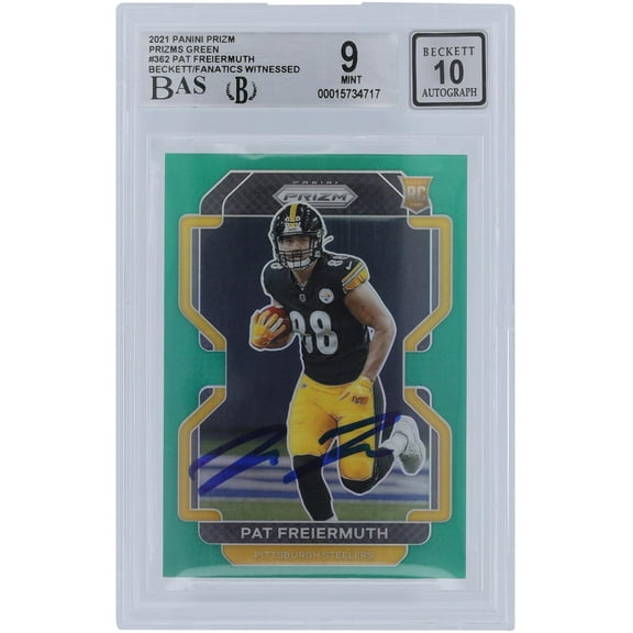 Pat Freiermuth Pittsburgh Steelers Autographed 2021 Panini Prizm Green #362 Beckett Fanatics Witnessed Authenticated 9/10 Rookie Card - Fanatics Authentic Certified