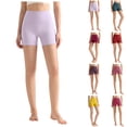 thumbnail image 5 of COMVALUE Biker Shorts 6" - High Waisted Workout Running Volleyball Spandex Yoga Womens Dark Purple L, 5 of 9