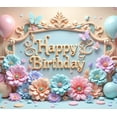 thumbnail image 4 of Floral Theme Birthday Banner Pastel Colors Balloon Decoration Happy Birthday Design for Kids Party Indoor Celebration, 4 of 7