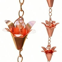 Topadorn Rain Chain Pure Copper Lily Rain Chains Decorative Rain Chain Bell Decor 81/2 Length