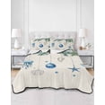 thumbnail image 2 of Quilts Twin Size Bedding Set, Blue Coastal Christmas Lightweight Quilted Comforter, Xmas Botanical Starfish Rustic Soft Reversible Bedspread Coverlet with Pillow Covers for All Season, 68" x 86", 2 of 7