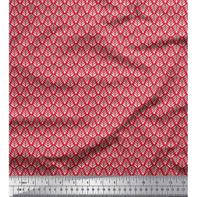 Soimoi Georgette Viscose Fabric Leaves Small Print Fabric by The Yard 42 Inch Wide