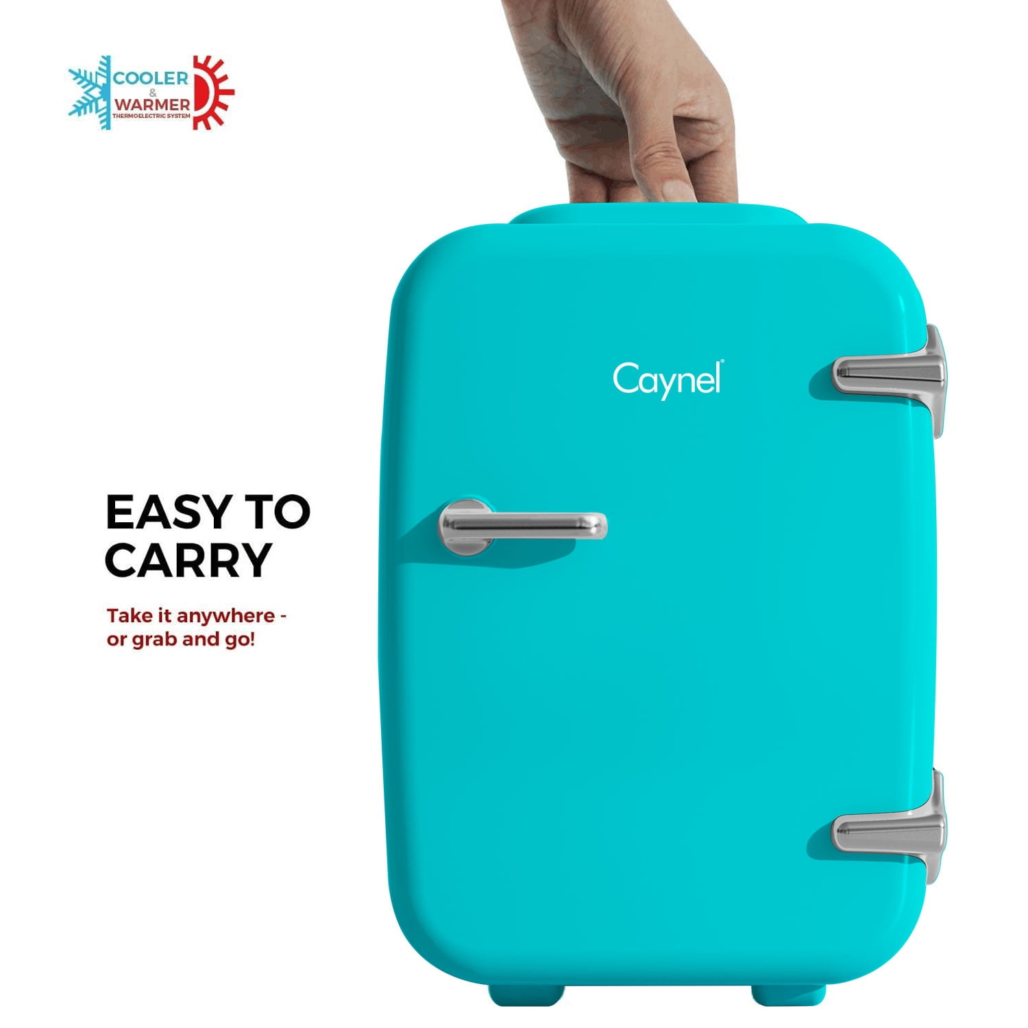 CAYNEL Mini Fridge Portable Thermoelectric 4 Liter Cooler and Warmer, Teal