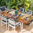 thumbnail image 2 of Vintage Hummingbirds Table Cloths for 8 Foot Rectangle Tables, Spring Farmhouse Country Flowers Patio Waterproof Elastic Fitted Tablecloths, Washable Rectangular Table Cover for Camping, 2 of 8
