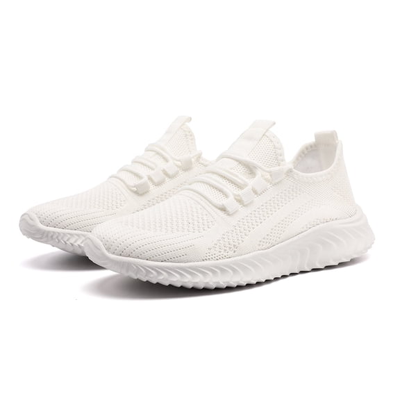 EKRBXA Knit No-Tie Sneakers, Lightweight Breathable Mesh Running Shoes, Non-Slip Comfort Casual Trainers with Wave Ridged Sole for Gym & Everyday Wear