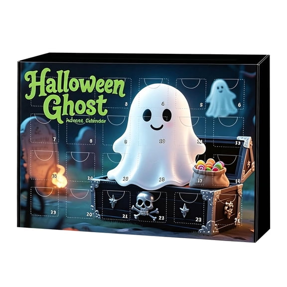 Halloween Advent Calendar 2026,24 Day Halloween Ghost Countdown Calendar with 24 Collectible Gifts for Kids Boys Girls Toddlers Boo Basket Stuffers Party Favors