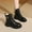 Black, variant on Bnwani Boots for Women Winter Fashion Toe Zipper Mid-Heel Chunky Ankle Fleece Casual Solid Boot Black Size 5.5