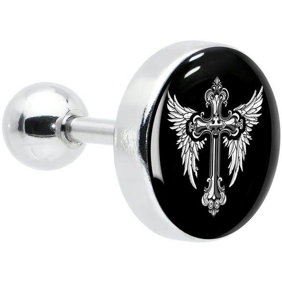 Body Candy 16G Womens 6mm 316L Stainless Steel Winged Cross Mens Cartilage Earring Helix Tragus Jewelry 1/4"