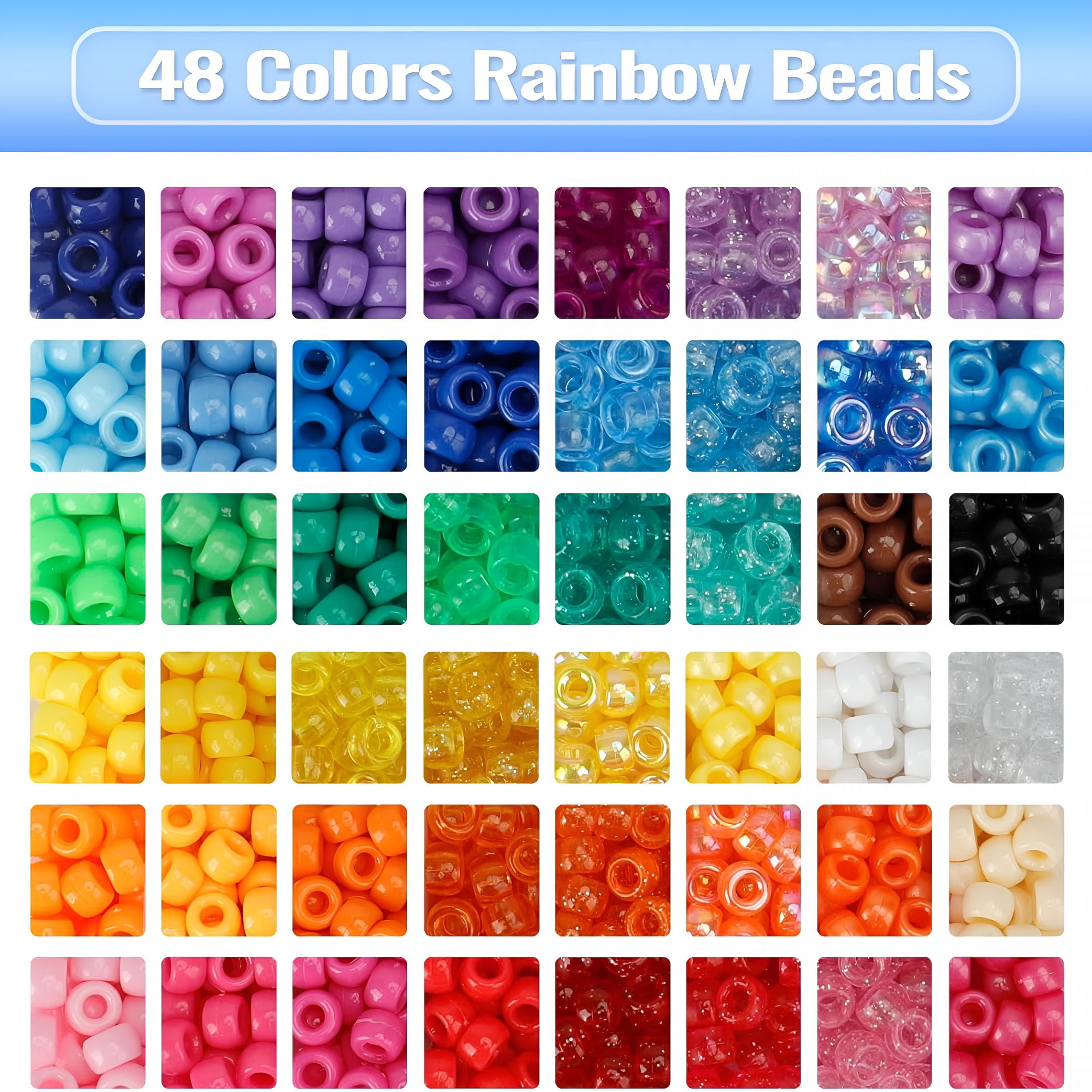 TUWAFE 3960pcs Pony Beads for Friendship Bracelet Making Kit 48 Colors Kandi Beads Set, 2400pcs Plastic Rainbow Bulk and 1560pcs Letter Beads with 20 Meter Elastic Threads