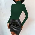 thumbnail image 4 of Gibobby Sueter Dama Suéter de punto de mujer Color sólido O Cuello de fondo Suéter de cuello Tops (Verde, S), 4 of 5