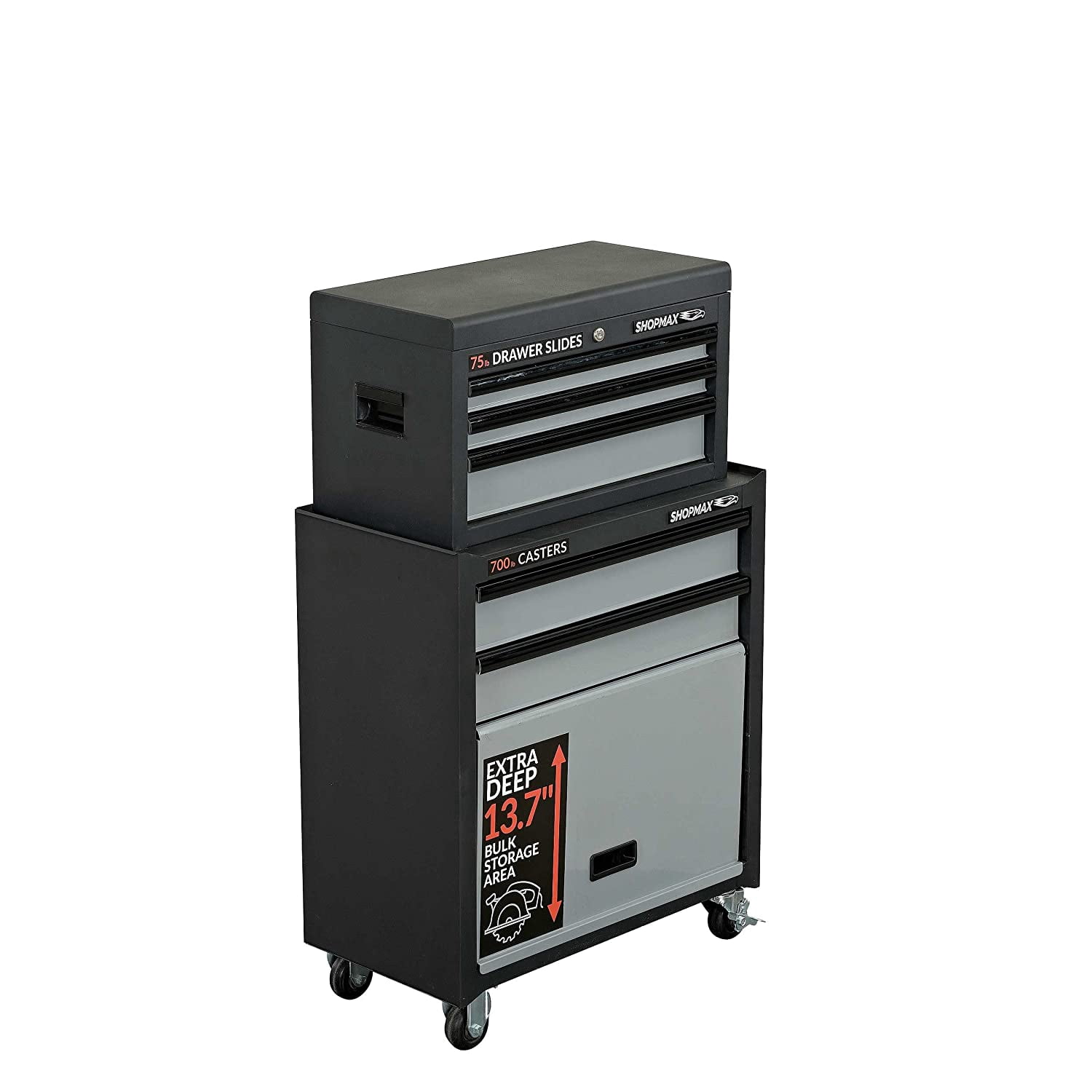 27 in. 5 Drawer + 1 Panel Door Tool Chest and Rolling Cabinet Combo