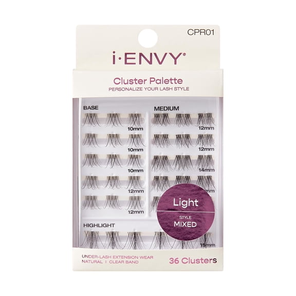 i-ENVY Cluster Palette Lash Refill, DIY Lash Makeup, Clusters False Eyelash, Varied Length, Customizable Under Lash Extension Layering (Light Mixed Style #01)