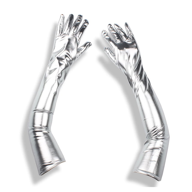 Guantes largos de satén para mujer, para festivales, óperas, fiestas, bodas, novias, elásticos, aprox. 53 cm/21 pulgadas de largo