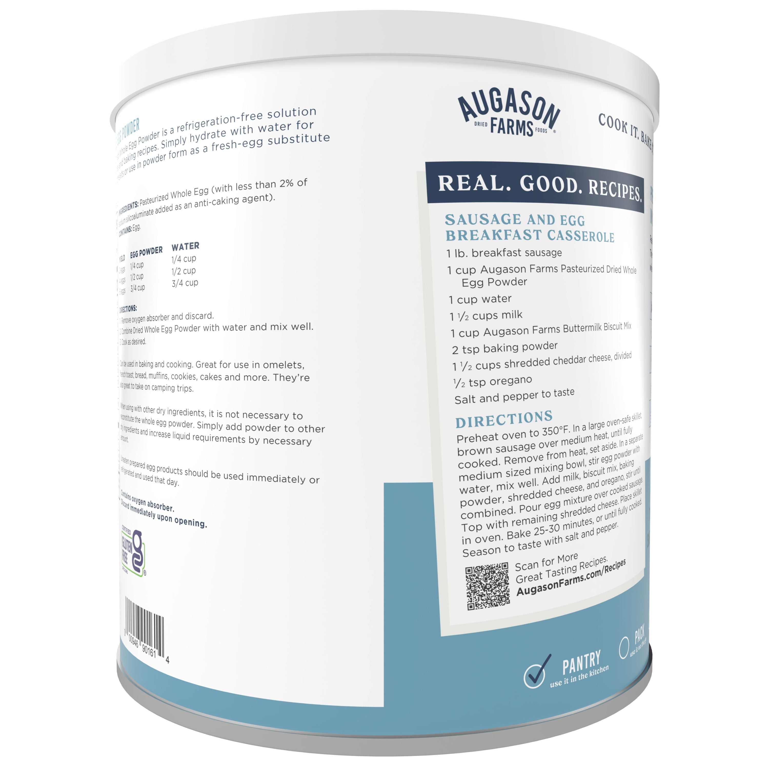 Pasteurized Dried Whole Egg Powder Can Emergency Food Supply, 85 Servings, 10 Year Shelf Life, No Additives or Preservatives, 5g Protein per Serving - Dry Egg Powder Blend, Ingredient for Baking