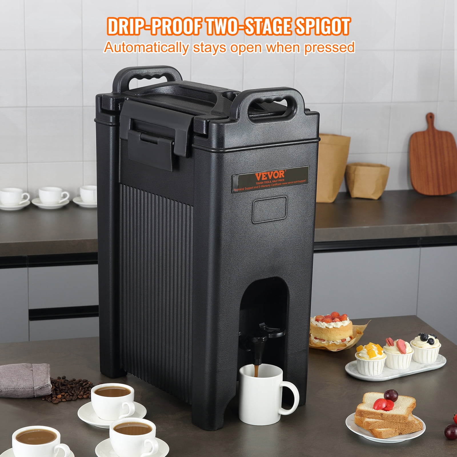 VEVOR Insulated Beverage Dispenser, 5 Gallon, Food-grade LDPE Hot and Cold Beverage Server, Thermal Drink Dispenser Cooler with 0.9 in PU Layer Two-Stage Faucet Handle, for Restaurant Drink Shop