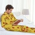 thumbnail image 4 of Mens Pajamas Set, Cute Pizza Red Food Button Down Long Sleeve Loungewear Sleepwear Pjs sets for Men, 4 of 5