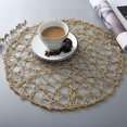 thumbnail image 3 of Greyghost Kitchen Home Dining Mat PVC Gold Paper Messy Straw Woven Round Placemat Hollow Cushion, 3 of 7