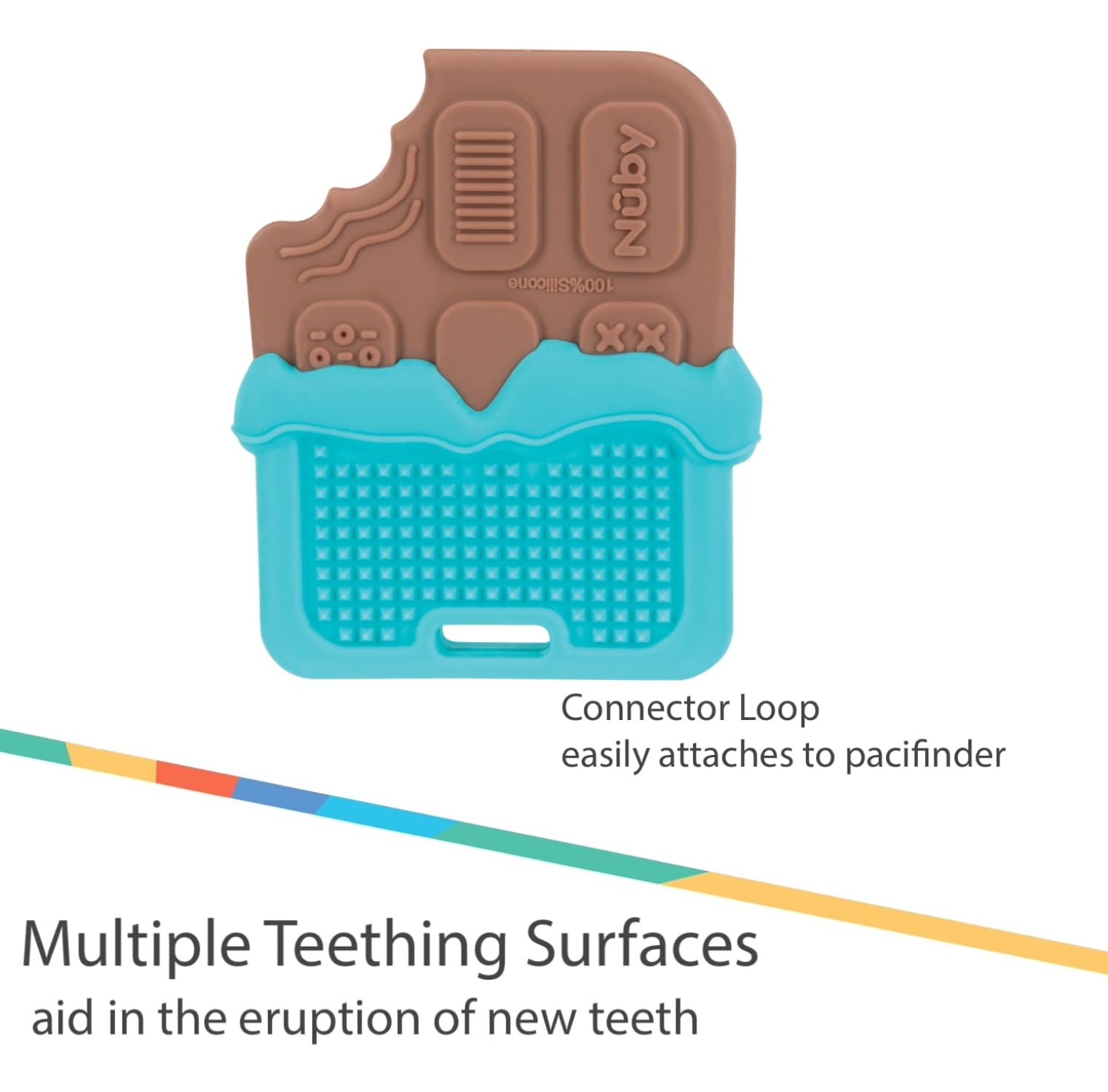 Nuby Silicone Baby Teether with Easy Grip Design, Chocolate Bar
