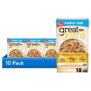 (10 pack) Post Great Grains Banana Nut Crunch, Non-GMO, Heart Healthy,Whole Grain Cereal, Crunchy 18 oz Box