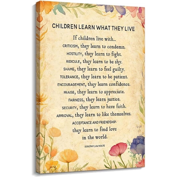 Children Learn What They Live Poem Wall Art Pictures for Bedroom Decor for Kitchen Artwork  Poster Landscape Canvas poster