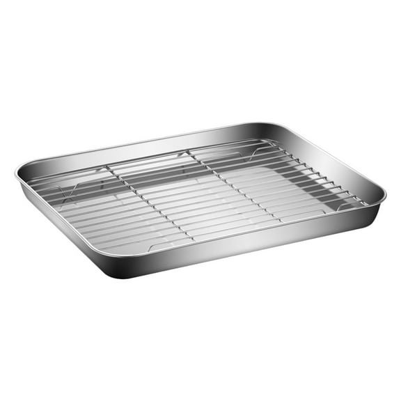 HOOWIFFY Cooking Tray with Wire Rack Baking Plate Stainless Steel 1Pcs for Kitchen