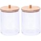 thumbnail image 1 of Organizador de bastoncillos de algodón acrílico, 2 uds., soporte dispensador de cilindro con tapa de bambú para sales de baño, banda para el cabello transparente esquí esquí Gafas de esquí, 1 of 5
