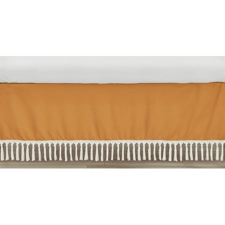 UPC: 0846480095521 | Boho Sun White and Pumpkin Fringe Dust Ruffle Crib Skirt Boy or Girl by Sweet Jojo Designs