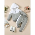 thumbnail image 3 of goowrom Baby Suit Set, Contrast Color Long Sleeve Hooded Tops with Zipper+ Long Pants, 3 of 9