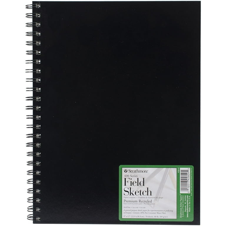 recycled paper spiral mix media sketchbook 9in x 12in