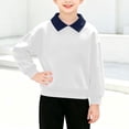 thumbnail image 2 of Falkdiz Long Sleeve Shirts for Boys Polo Comfy Pullover Casual Outdoor Solid Color Collar Boys Tshirts,White,Size: 2-3, 2 of 7