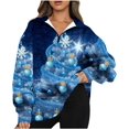 thumbnail image 1 of XINQIHANG Chandails en Molleton de Noël pour Femmes 1/4 Zip Pull, Pull Décontracté Quart de Zip Xmas pour Femmes, 1 of 6