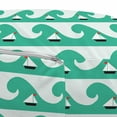 thumbnail image 3 of Nautical Pouf Cover with Zipper, Little Sailboats and Abstract Waves Print, Soft Decorative Fabric Unstuffed Case, 30" W X 17.3" L, Seafoam Vermilion, by Ambesonne, 3 of 5