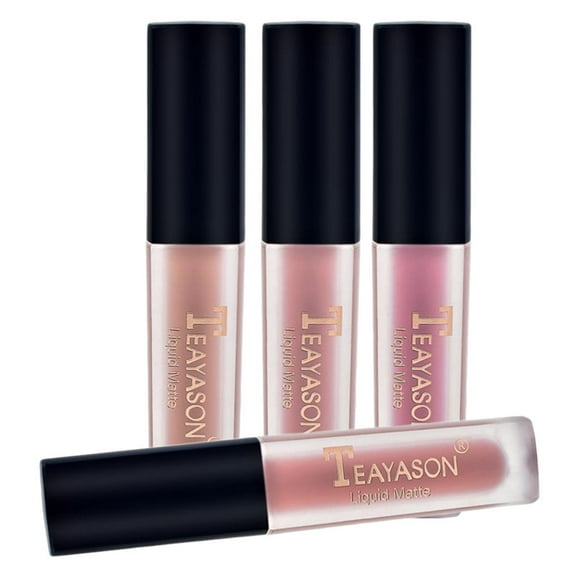 4 unids/set juego de maquillaje de labios de taza antiadherente de larga duración, brillo de labios cosmético mate impermeable de labios 01 Sunnimix Lápiz labial líquido de maquillaje